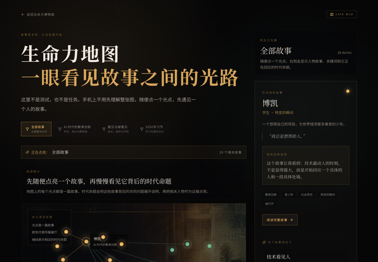 生命力博物馆生命力地图交互界面截图